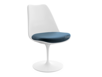 Saarinen Tulip Stuhl nicht drehbar|Sitzkissen|weiß|Night Blue (Eva 170)