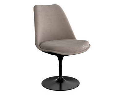 Saarinen Tulip Stuhl nicht drehbar|gepolsterte Innenschale und Sitzkissen|schwarz|Beige (Eva 177)