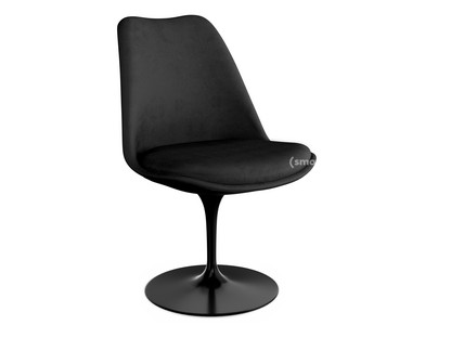 Saarinen Tulip Stuhl nicht drehbar|gepolsterte Innenschale und Sitzkissen|schwarz|Black (Eva 138)