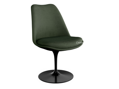Saarinen Tulip Stuhl nicht drehbar|gepolsterte Innenschale und Sitzkissen|schwarz|Bottle Green (Eva 144)