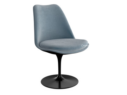 Saarinen Tulip Stuhl nicht drehbar|gepolsterte Innenschale und Sitzkissen|schwarz|Steel (Eva 172)