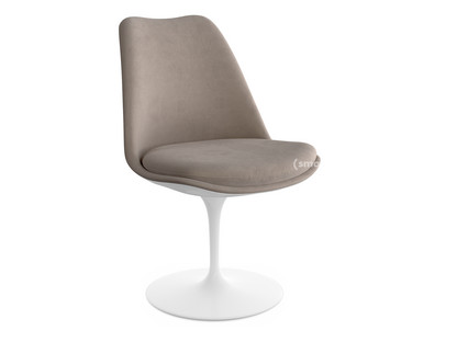 Saarinen Tulip Stuhl nicht drehbar|gepolsterte Innenschale und Sitzkissen|weiß|Beige (Eva 177)