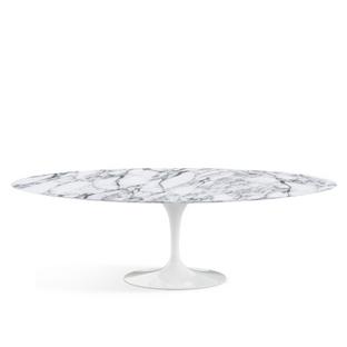 Saarinen Esstisch oval L 244 cm x B 137 cm|weiß|Marmor Arabescato (weiß mit grauen Einfärbungen)