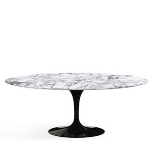 Saarinen Esstisch oval L 198 cm x  B 121 cm|schwarz|Marmor Arabescato (weiß mit grauen Einfärbungen)