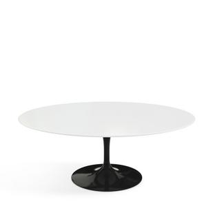 Saarinen Couchtisch oval schwarz|Laminat weiß