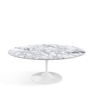 Saarinen Couchtisch oval weiß|Marmor Arabescato (weiß mit grauen Einfärbungen)