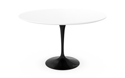 Saarinen Esstisch rund 120 cm|schwarz|Laminat weiß