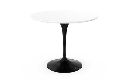 Saarinen Esstisch rund 91 cm|schwarz|Laminat weiß