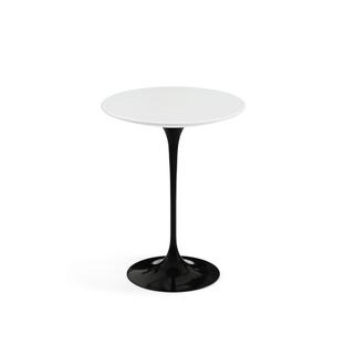 Saarinen Beistelltisch rund 41 cm|schwarz|Laminat weiß