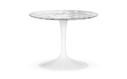 Saarinen Couchtisch rund klein (Höhe 36/37 cm, ø 51 cm)|weiß|Marmor Arabescato (weiß mit grauen Einfärbungen)