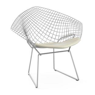 Diamond Sessel mit Sitzkissen|Verchromt|Vinyl weiß