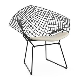 Diamond Sessel mit Sitzkissen|Rilsan-Schutzbeschichtung schwarz|Vinyl weiß