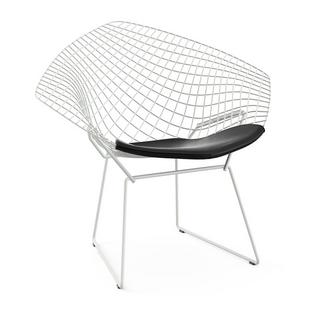 Diamond Sessel mit Sitzkissen|Rilsan-Schutzbeschichtung weiß|Vinyl schwarz