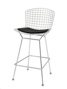 Bertoia Barstuhl mit Sitzkissen|verchromt|Black (Tonus 128)