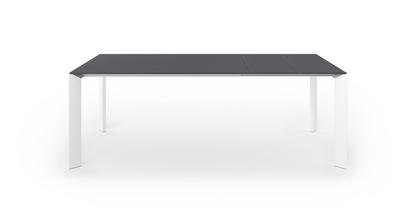 Nori Esstisch Fenix grau Bromo mit farbgleicher Kante|L 139-214 x B 90 cm|Aluminium weiß lackiert
