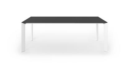 Nori Esstisch Fenix schwarz mit schwarzer Kante|L 139-214 x B 90 cm|Aluminium weiß lackiert