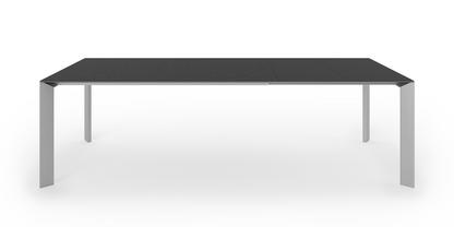 Nori Esstisch Laminat schwarz|L 166-260 x B 100 cm|Aluminium weiß lackiert