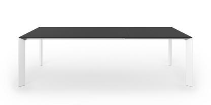 Nori Esstisch Fenix schwarz mit schwarzer Kante|L 166-260 x B 100 cm|Aluminium weiß lackiert