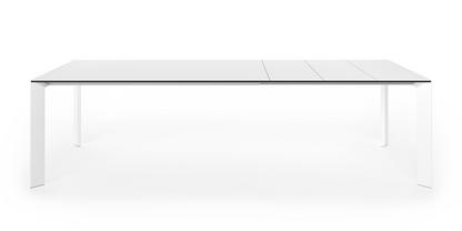 Nori Esstisch Fenix weiß mit schwarzer Kante|L 166-278 x B 90 cm|Aluminium weiß lackiert