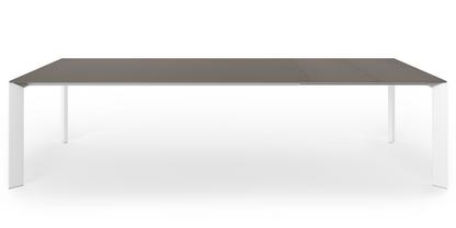 Nori Esstisch Fenix grau Bromo mit farbgleicher Kante|L 209-303 x B 100 cm|Aluminium weiß lackiert