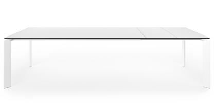 Nori Esstisch Fenix weiß mit schwarzer Kante|L 209-303 x B 100 cm|Aluminium weiß lackiert