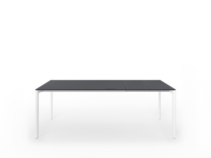 Maki Esstisch L 139-214 x B 90 cm|Fenix grau London mit schwarzer Kante|Aluminium weiß lackiert