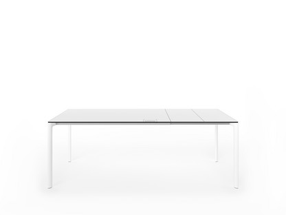 Maki Esstisch L 139-214 x B 90 cm|Fenix weiß mit schwarzer Kante|Aluminium weiß lackiert