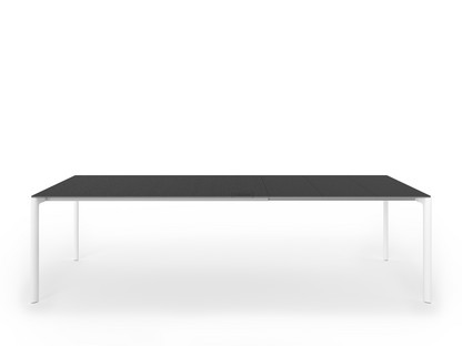Maki Esstisch L 166-278 x B 90 cm|Laminat schwarz|Aluminium weiß lackiert