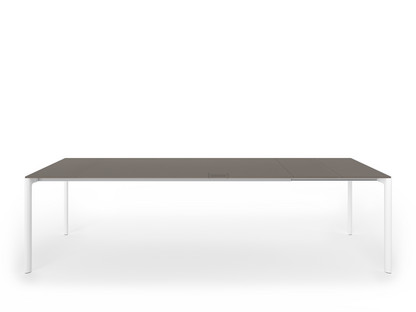 Maki Esstisch L 209-283 x B 90 cm|Fenix grau Bromo mit farbgleicher Kante|Aluminium weiß lackiert