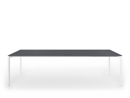 Maki Esstisch L 209-283 x B 90 cm|Fenix grau London mit farbgleicher Kante|Aluminium weiß lackiert