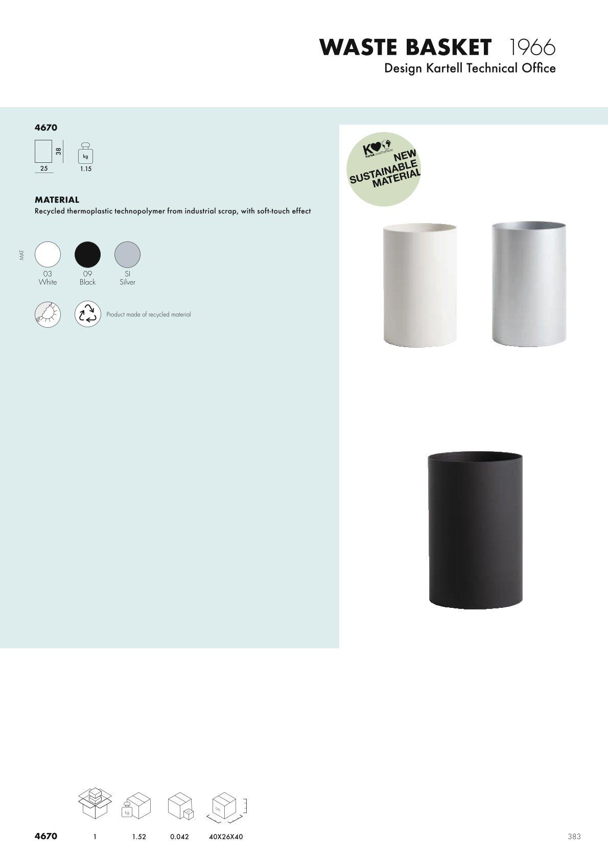 Kartell Waste Basket - Paper Bin 4670® Waste Baskets