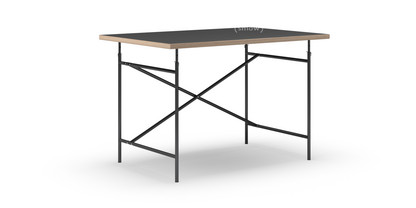 Eiermann Tisch Linoleum schwarz (Forbo 4023) mit Eichekante|120 x 80 cm|Schwarz|senkrecht, versetzt (Eiermann 2)|100 x 66 cm