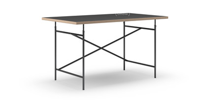 Eiermann Tisch Linoleum schwarz (Forbo 4023) mit Eichekante|140 x 80 cm|Schwarz|schräg, versetzt (Eiermann 1)|110 x 66 cm