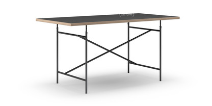 Eiermann Tisch Linoleum schwarz (Forbo 4023) mit Eichekante|160 x 80 cm|Schwarz|schräg, mittig (Eiermann 1)|110 x 66 cm