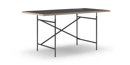 Eiermann Tisch Linoleum schwarz (Forbo 4023) mit Eichekante|160 x 80 cm|Schwarz|senkrecht, versetzt (Eiermann 2)|100 x 66 cm