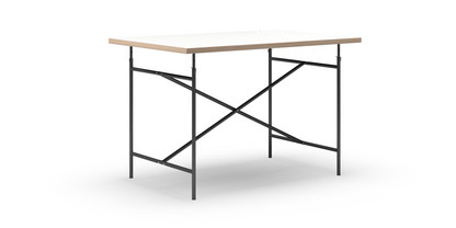 Eiermann Tisch Melamin weiß mit Eichekante|120 x 80 cm|Schwarz|senkrecht, mittig (Eiermann 2)|100 x 66 cm