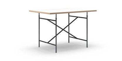 Eiermann Tisch Melamin weiß mit Eichekante|120 x 80 cm|Schwarz|senkrecht, mittig (Eiermann 2)|80 x 66 cm