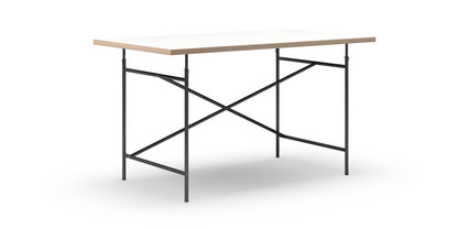 Eiermann Tisch Melamin weiß mit Eichekante|140 x 80 cm|Schwarz|schräg, versetzt (Eiermann 1)|110 x 66 cm