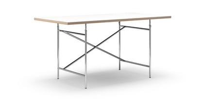 Eiermann Tisch Melamin weiß mit Eichekante|160 x 80 cm|Chrom|senkrecht, versetzt (Eiermann 2)|100 x 66 cm