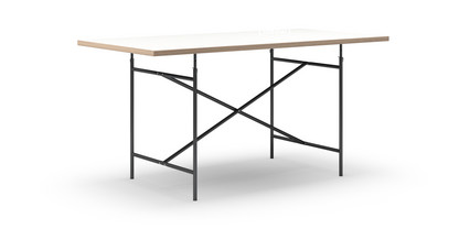 Eiermann Tisch Melamin weiß mit Eichekante|160 x 80 cm|Schwarz|senkrecht, mittig (Eiermann 2)|100 x 66 cm