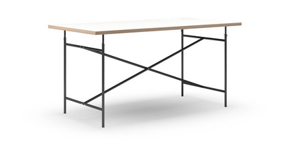 Eiermann Tisch Melamin weiß mit Eichekante|160 x 80 cm|Schwarz|senkrecht, mittig (Eiermann 2)|135 x 66 cm