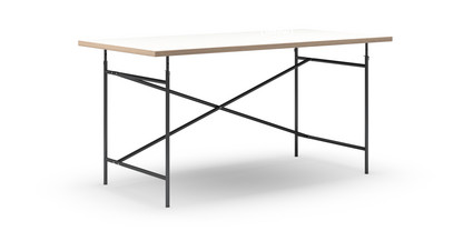 Eiermann Tisch Melamin weiß mit Eichekante|160 x 80 cm|Schwarz|senkrecht, versetzt (Eiermann 2)|135 x 66 cm