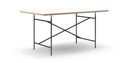 Eiermann Tisch Melamin weiß mit Eichekante|160 x 90 cm|Schwarz|schräg, mittig (Eiermann 1)|110 x 66 cm