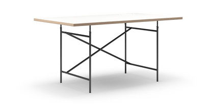 Eiermann Tisch Melamin weiß mit Eichekante|160 x 90 cm|Schwarz|senkrecht, versetzt (Eiermann 2)|100 x 66 cm