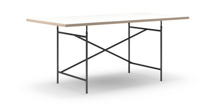 Eiermann Tisch Melamin weiß mit Eichekante|180 x 90 cm|Schwarz|schräg, versetzt (Eiermann 1)|110 x 66 cm