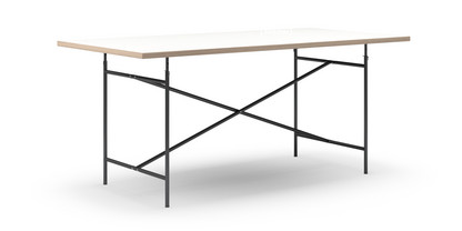 Eiermann Tisch Melamin weiß mit Eichekante|180 x 90 cm|Schwarz|senkrecht, mittig (Eiermann 2)|135 x 66 cm
