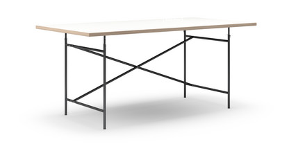 Eiermann Tisch Melamin weiß mit Eichekante|180 x 90 cm|Schwarz|senkrecht, versetzt (Eiermann 2)|135 x 66 cm