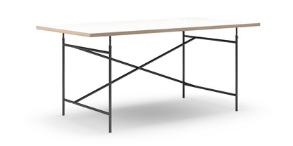 Eiermann Tisch Melamin weiß mit Eichekante|180 x 90 cm|Schwarz|senkrecht, versetzt (Eiermann 2)|135 x 78 cm
