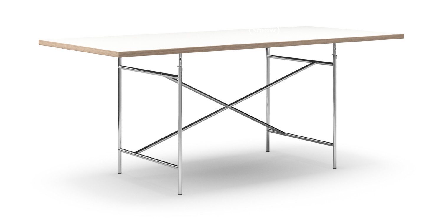 Richard Lampert Eiermann Tisch Melamin Weiss Mit Eichekante 200 X 90 Cm Chrom Schrag Mittig Eiermann 1 110 X 66 Cm Von Egon Eiermann Designermobel Von Smow De