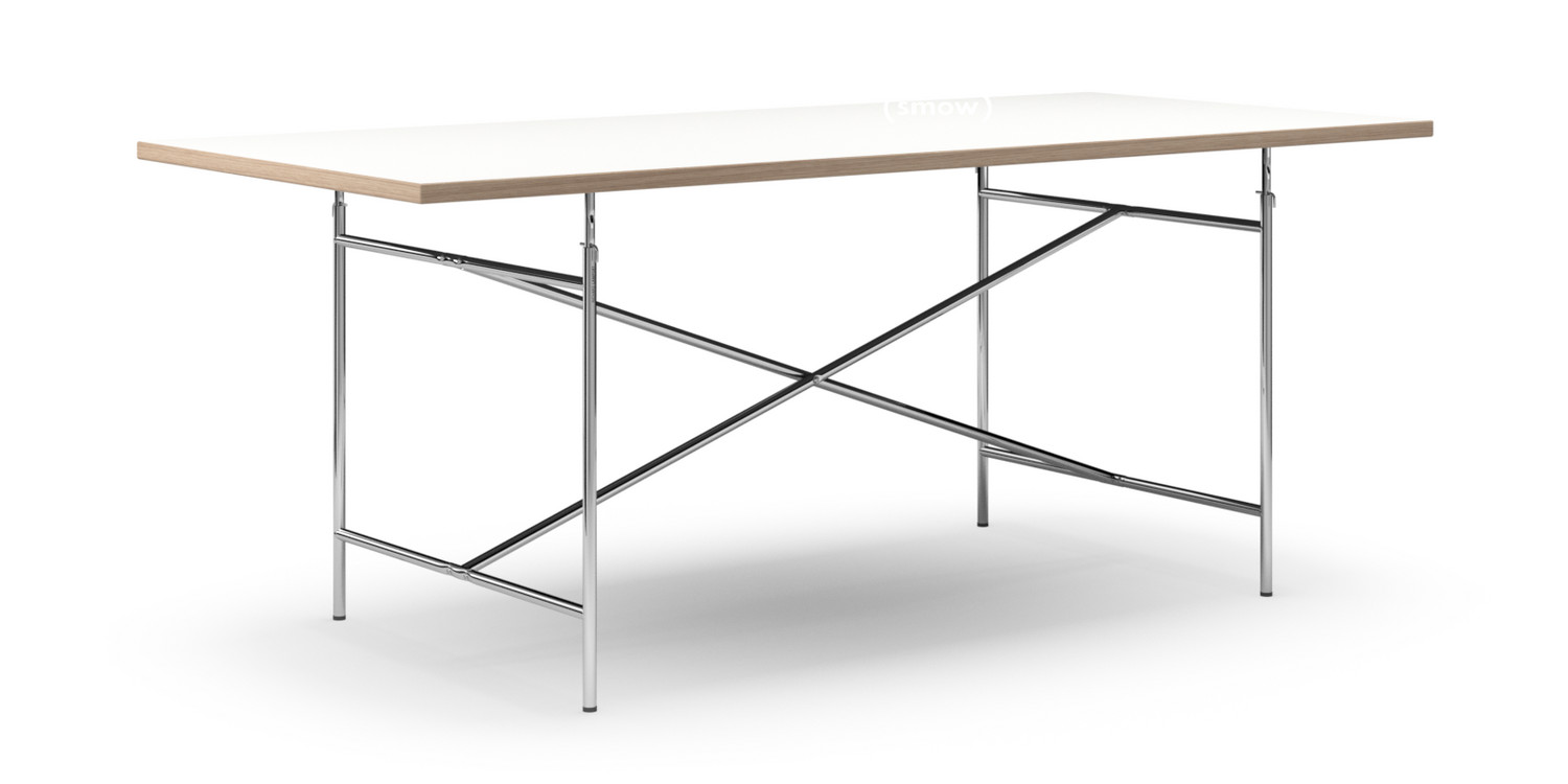 Richard Lampert Eiermann Tisch Melamin Weiss Mit Eichekante 200 X 90 Cm Chrom Senkrecht Mittig Eiermann 2 135 X 78 Cm Von Egon Eiermann Designermobel Von Smow De